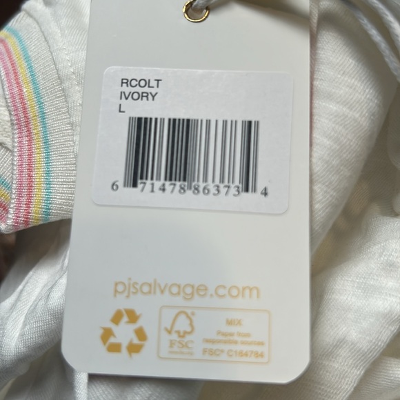 PJ Salvage Large Tee One Love Short Sleeve Embroidered T-shirt Ivory Combo NWT - Picture 7 of 7